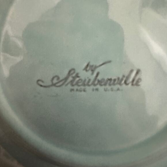 Vintage 1950 Steubenville Fairlane Tea Cup Blue Replacement Saucers Set/4 Marked - Picture 3 of 7